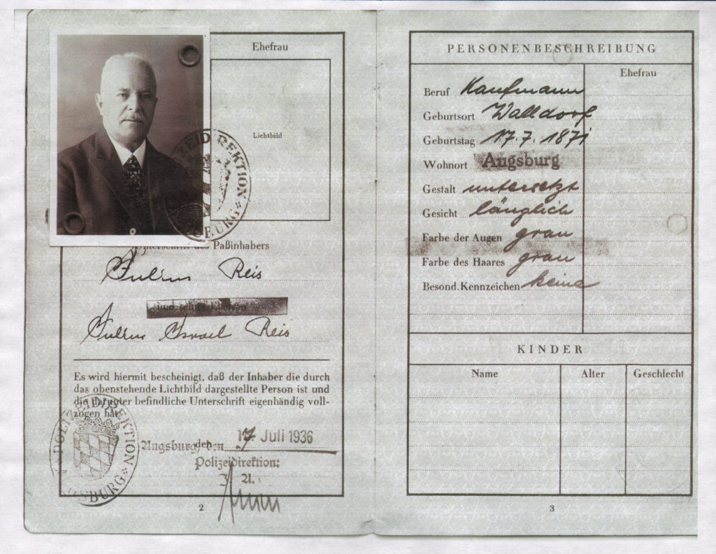 Julius Reis' passport