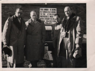 #4 Klein, Sam 2nd left,in front of Shrine, Dachau, 1948 D Document (5)