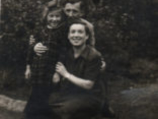 Moses, Sara, after liberation with father, Joe Bright &amp; an aunt