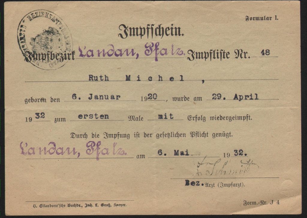 Kopolow, Ruth, vaccination certificate