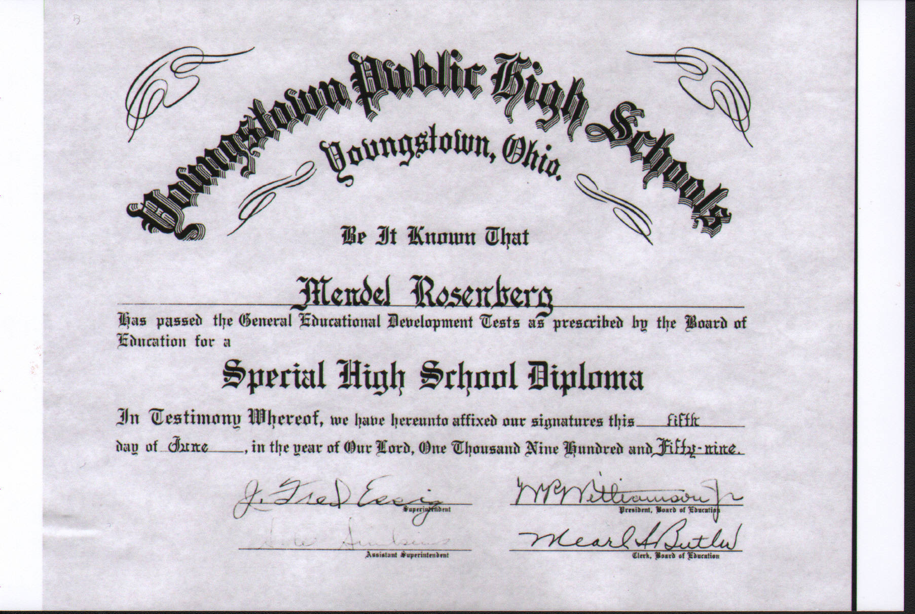 High School Diploma 1959