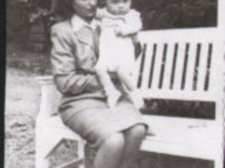 #7 Winterfeld, Ruth, with daughter, Sylvia,grounds of Jewish Hospital, Berlin, Germany.1950 Ruth, with daughter, Sylvia