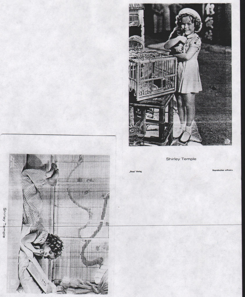 2 photos of Shirley Temple sent to Eva from her Grandfather