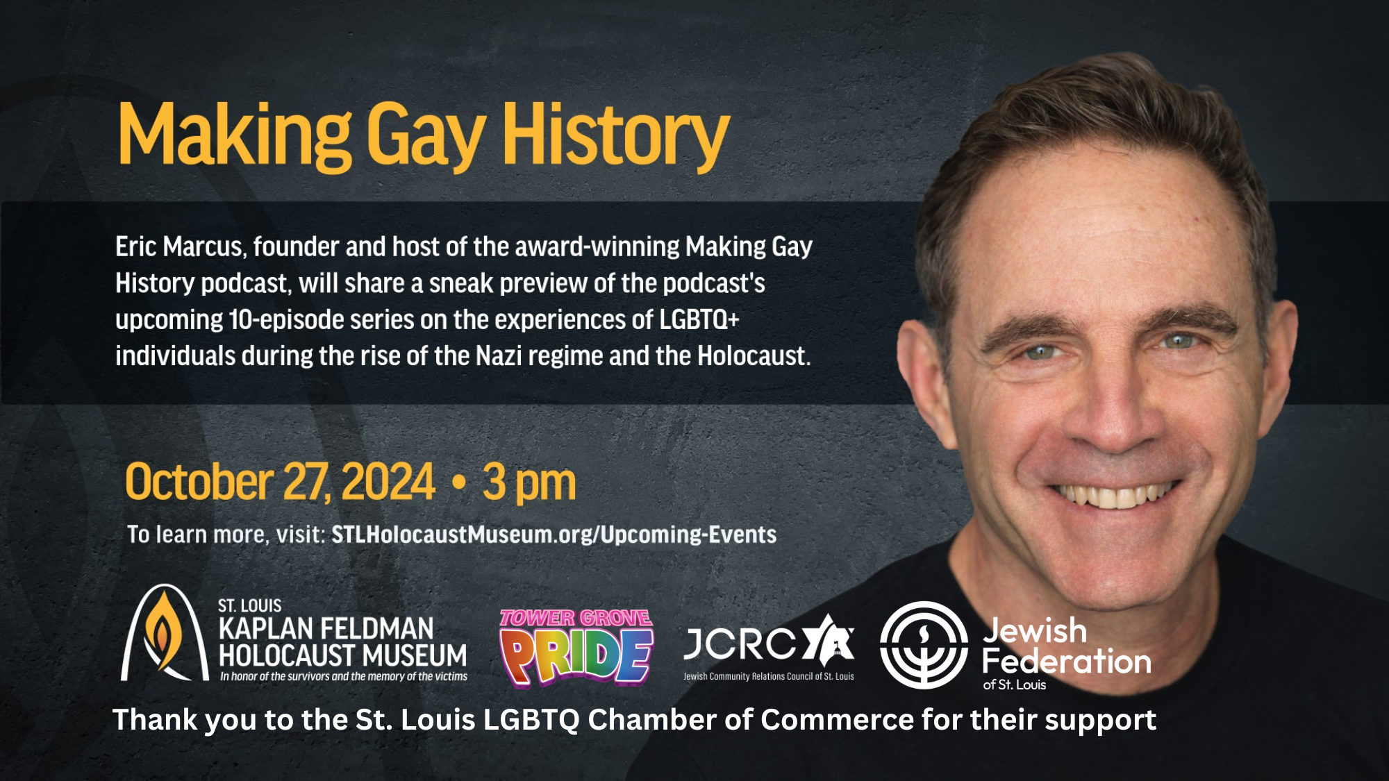 Flier for Making Gay History, taking place at the Museum on October 27