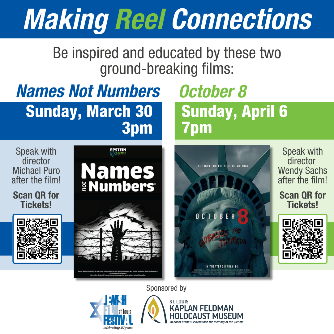 Jewish film festival flyer for march 30 and april 6 programs